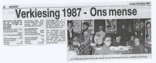 Verkiesingsuitslae van 1981 en 1987 1