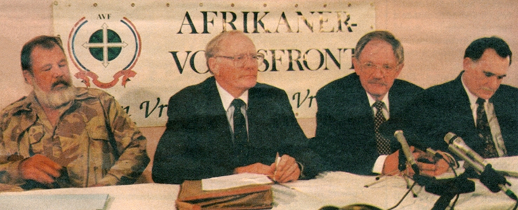 Afrikaner Volksfront AVF Terreblanche Hartzenberg Tienie Groenewald