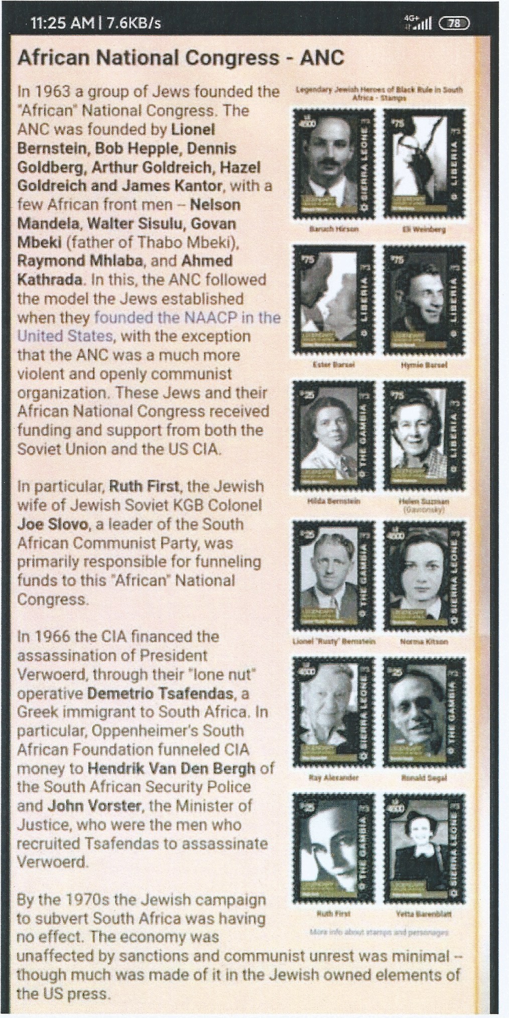 Storie van die Jode se betrokkenheid by die ANC